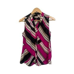 BANANA REPUBLIC Color Block Stripes Sleeveless Sheer Top | 4